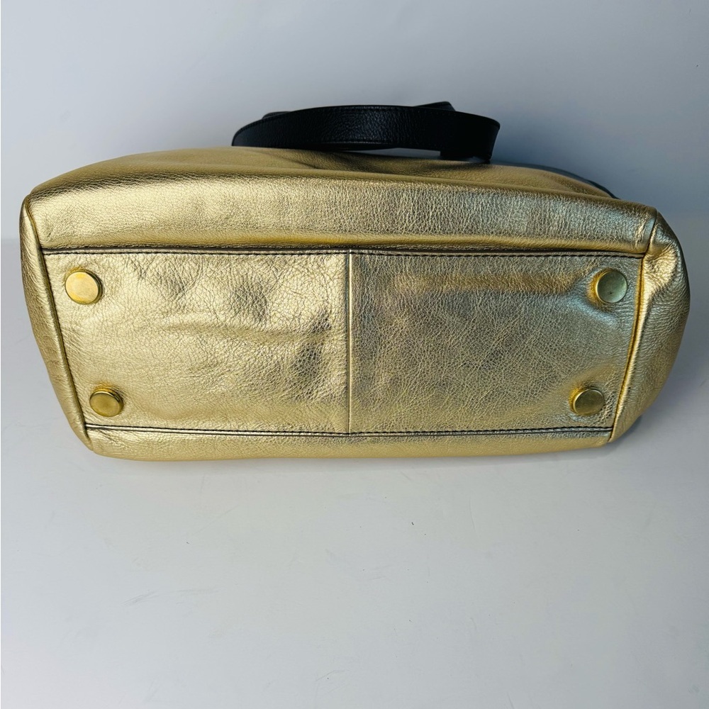 Fossil Leather Shopper Tote in gold/black - Picture 5 of 12